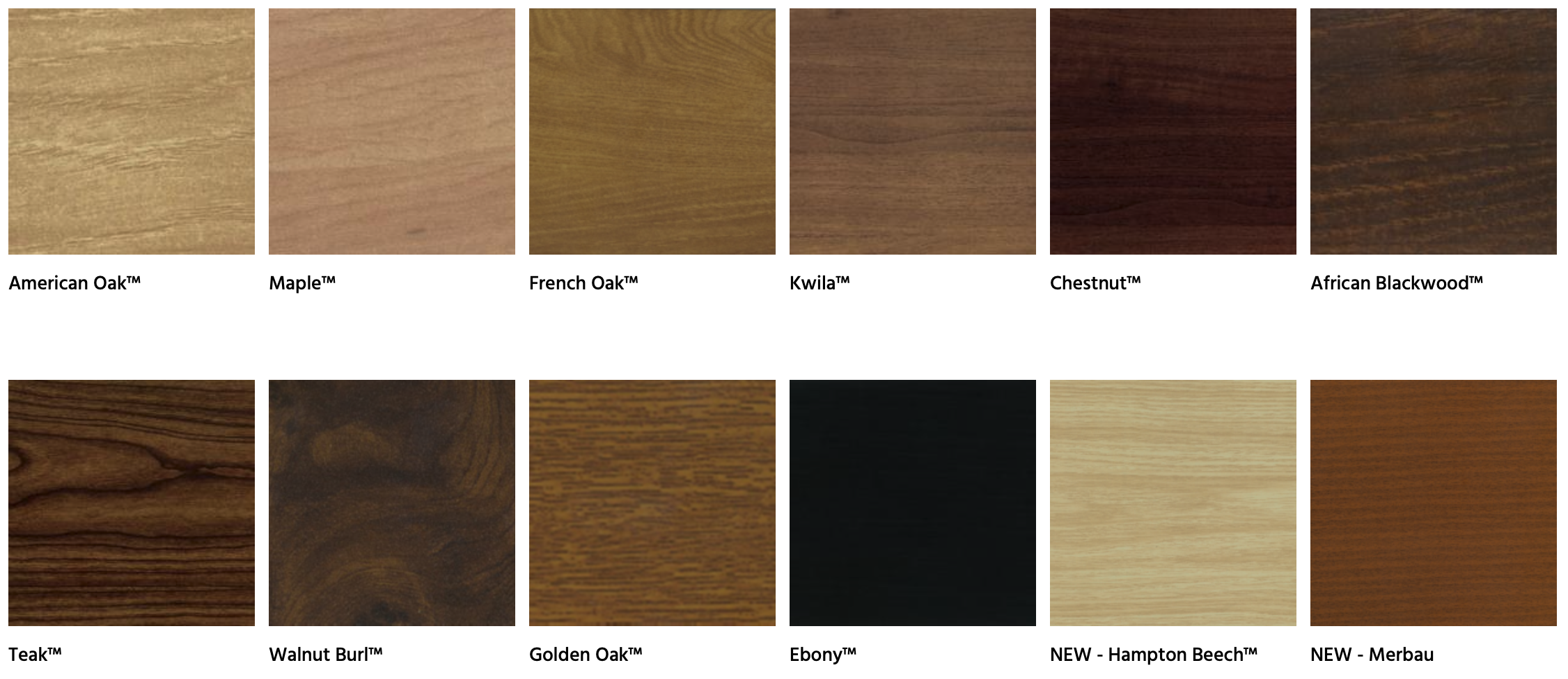 DecoWood Exotic Timber Species Colours