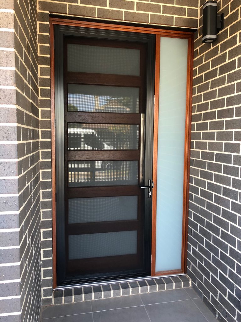 Wooden Black frame door with Invisi-Gard security door